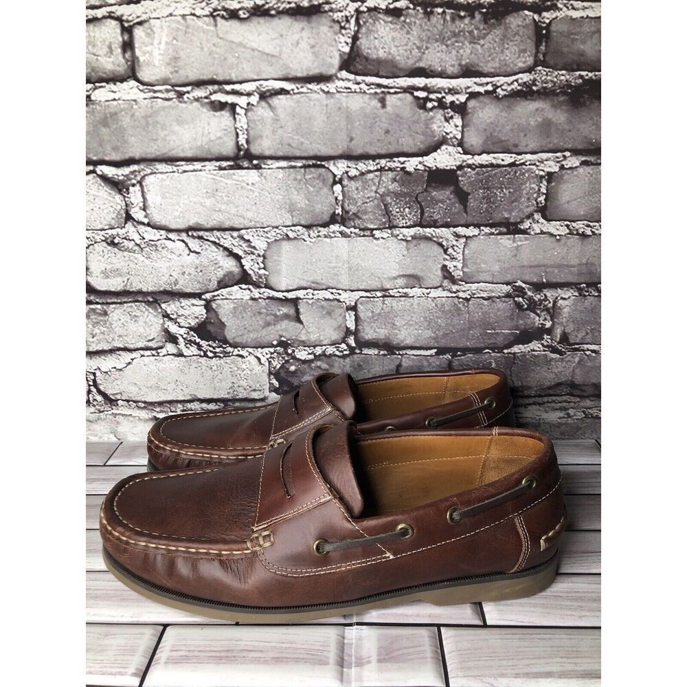 Samuel Windsor Brown Leather Penny Loafers Casual Boat Shoes Men Sz 9.5M US/43EU - Picture 10 of 16